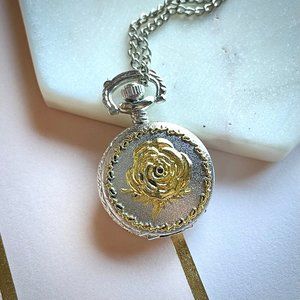 Reversible working pocket-watch necklace